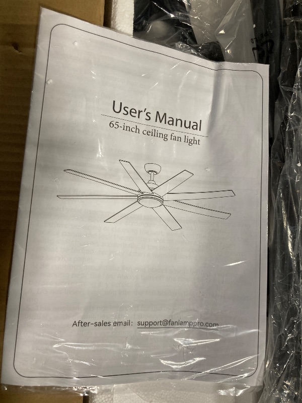 Photo 1 of ***THIS CEILING FAN HAS BEEB INSTALLED***
Fanbulous 65 Inch Ceiling Fans with Lights and Remote, Black Indoor/Outdoor Ceiling Fan with Quiet Reversible DC Motor, 6 Speeds, 3CCT, 8 Blades Large Ceiling Fan for Living Room Bedroom Patio