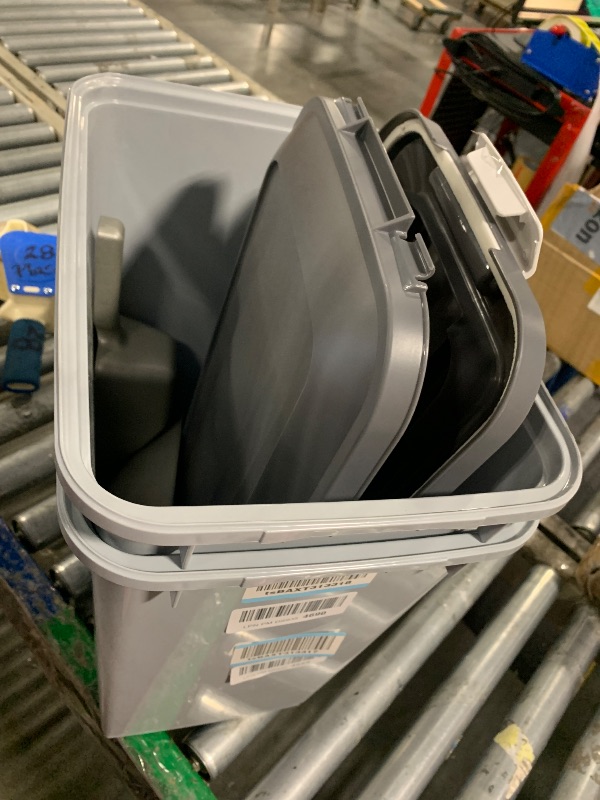 Photo 1 of *See Clerk Notes*
IRIS USA Dog Food Storage Container with Wheels, Airtight Lid, 2-Cup Scoop, Up to 30 Pounds Pet Food Storage, Built in Scoop Storage in Lid, Versatile Pet Food Bin, Portable, BPA Free, Gray/Dark Gray