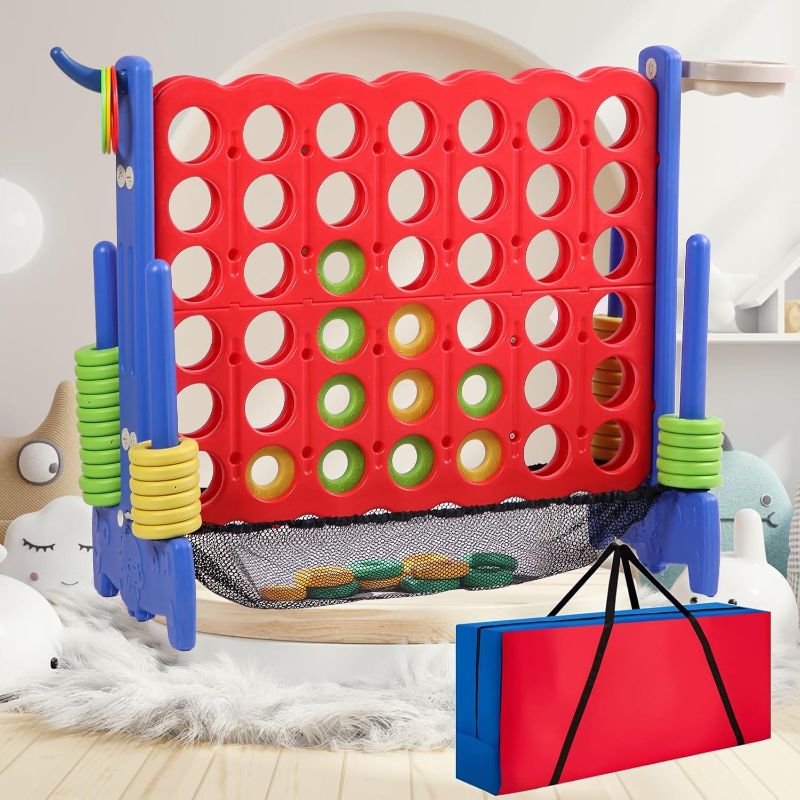 Photo 1 of ** similar**Tigasy Giant 4 Row Game with Carrying Bag and Mesh Fabric .Giant 4-to-Score Game Set Suitable for Indoor and Outdoor Holiday Parties and Family Gatherings.? Blue red?