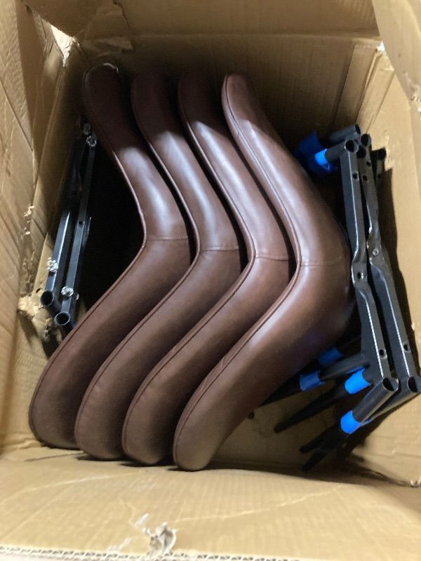 Photo 1 of **MISSING HARDWARE** Dining Chairs Set of 4, Modern Kitchen Chairs with Thick Upholstered & Comfy High Backrest, Faux Leather Wide Seat Armless Side Chairs with Sturdy Metal Legs for Living Room, Cafe, Dark Brown