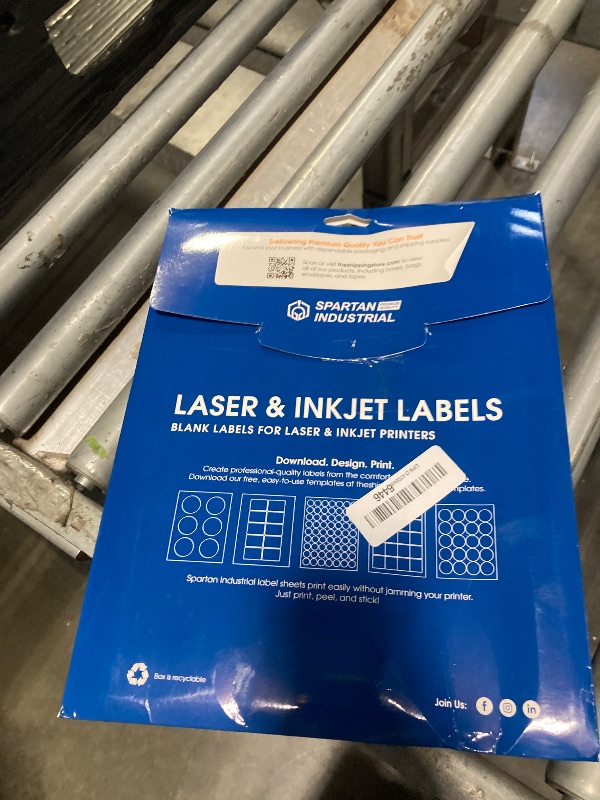 Photo 1 of 1" X 1" Square Printable Labels for Inkjet and Laser Printers - 30 Sheets, 1890 Matte White Custom Labels for Price Tags, QR Code Stickers, and Barcodes - Spartan Industrial Template S001