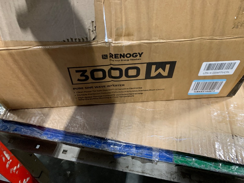 Photo 1 of ***MISSING PARTS*** Renogy Inverter PUH 3000W, 12V to 110V Pure Sine Wave Power Inverter, Built-in Transfer Switch and Bluetooth, DC to AC Solar Converter for RV, Truck, Camping, Home, Emergency, Off-Grid Living