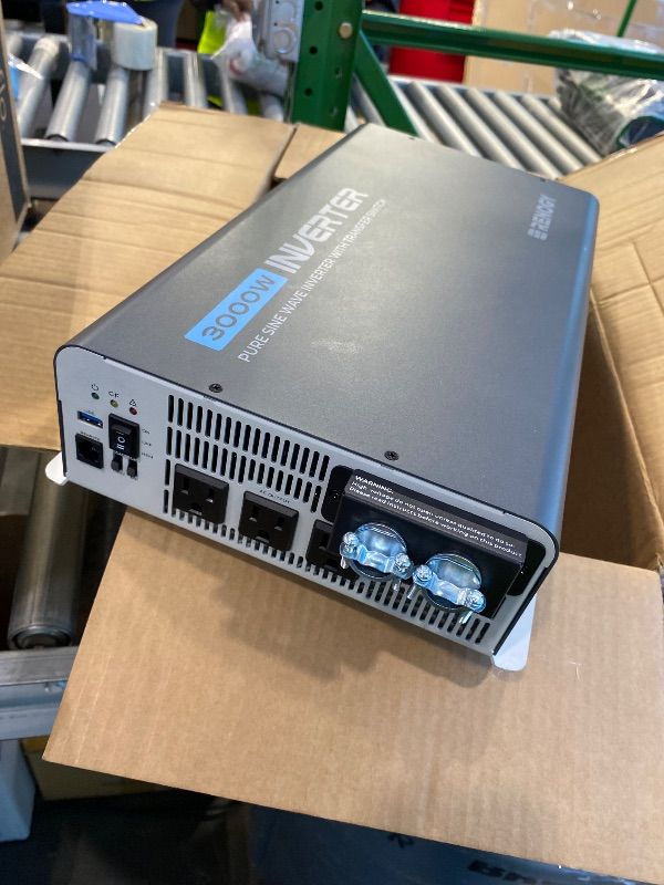 Photo 1 of ***MISSING PARTS*** Renogy Inverter PUH 3000W, 12V to 110V Pure Sine Wave Power Inverter, Built-in Transfer Switch and Bluetooth, DC to AC Solar Converter for RV, Truck, Camping, Home, Emergency, Off-Grid Living