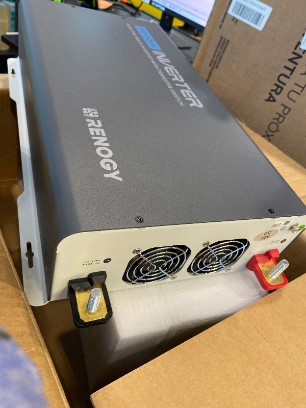 Photo 1 of ***MISSING PARTS*** Renogy Inverter PUH 3000W, 12V to 110V Pure Sine Wave Power Inverter, Built-in Transfer Switch and Bluetooth, DC to AC Solar Converter for RV, Truck, Camping, Home, Emergency, Off-Grid Living