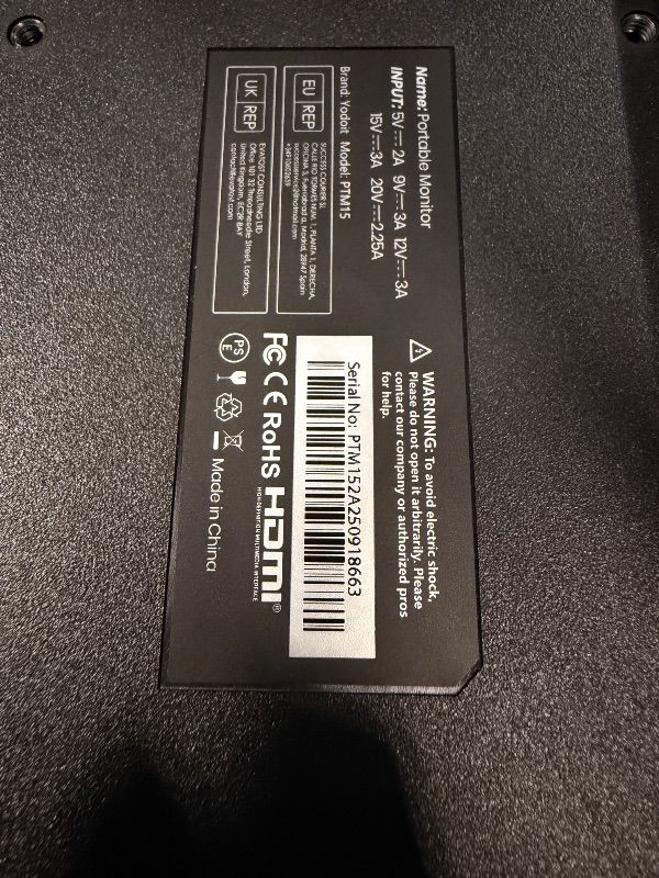 Photo 1 of **FACTORY SEALED** Yodoit Portable Monitor for Laptop, 15.6" 1920×1080 Travel Screen FHD IPS Display with USB Type C Port, Speakers and Smart Cover Compatible with PC, MacBook, Xbox (Black)