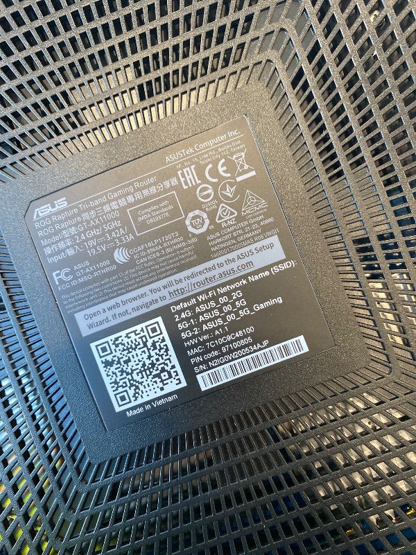 Photo 1 of *UNTESTED*
ASUS ROG Rapture WiFi 6 Gaming Router (GT-AX11000) - Tri-Band 10 Gigabit Wireless Router, 1.8GHz Quad-Core CPU, WTFast, 2.5G Port, AiMesh Compatible, Included Lifetime Internet Security, Aura RGB