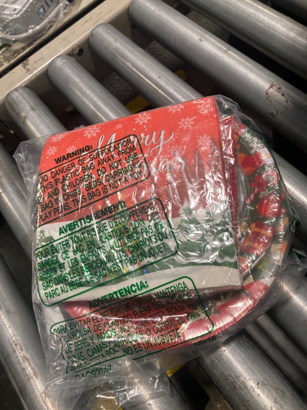 Photo 1 of 100 Pcs Merry Christmas Plates and Napkins Sets - Cute Winter Christmas Round Tableware, Disposable Chrismas Paper Plates and Napkins Forks for Xmas Party Supplies Favors Table Decor, Serves 25