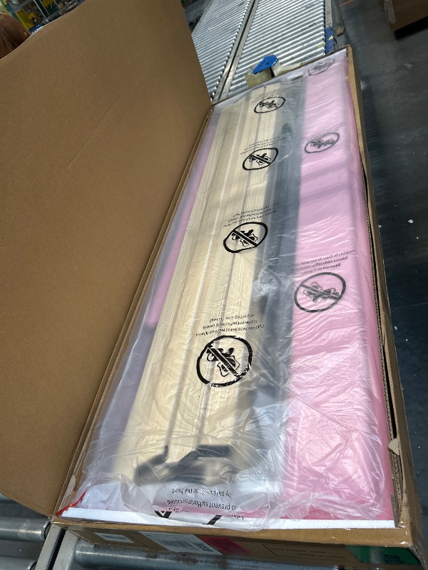 Photo 1 of *****FACTORY SEALED*******
IOILORI Queen Size Bed Frame,Platform Bed Frame with Velvet Upholstered Headboard, Geometric, Sturdy Frame and Wooden Slats, Noiseless, No Box Spring Required, Easy to Assemble (Pink-New, Queen)