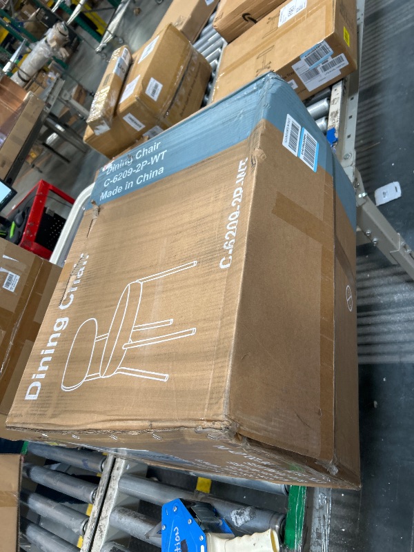 Photo 1 of ******2 PCS*****Sweetcrispy Dining Chairs Set of 6, Boucle Upholstered Modern Mid Century Round Kitchen Chairs with Curved Backrest & Metal Legs for Vanity, Living Room - WHITE