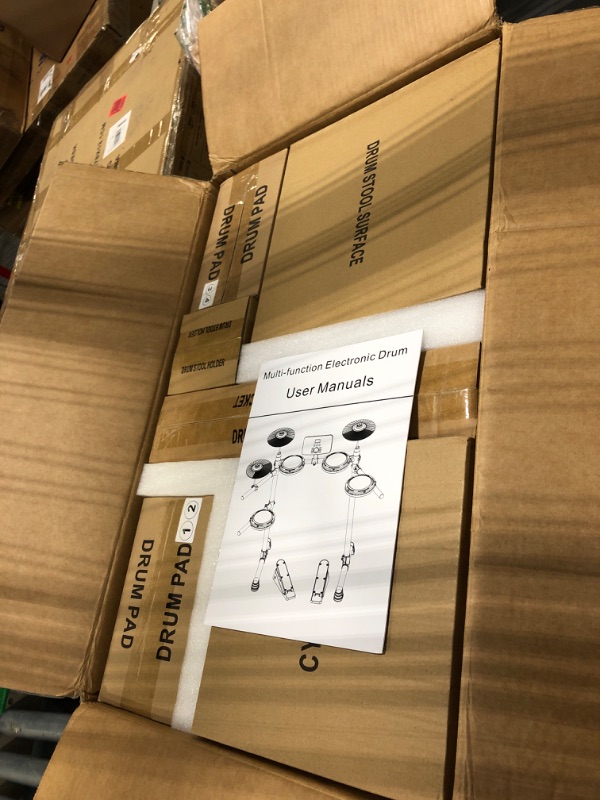 Photo 1 of ****FACTORY SEALED****Electronic Drum Set,Electronic Drum for Beginner Set with Type-C Charging,support USB MIDI Bluetooth,with 4 Quiet Mesh Pads 2 Pedals, Drum Stool, Sticks, Headphones and Melodics Lessons