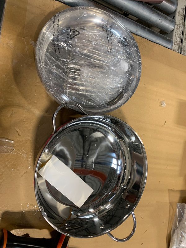 Photo 1 of ** NO THERMOMETER** Kerilyn Deep Fryer Pot, 11 Inch/4.2 L Janpanese Style Tempura Frying Pot with Lid, 304 Stainless Steel with Temperature Control and Oil Drip Drainer Rack, for Kitchen French Fries, Chicken etc