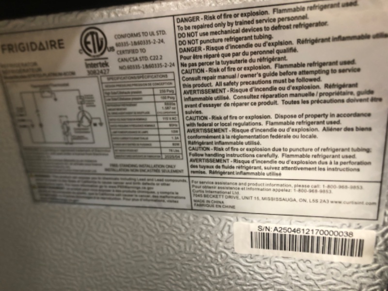 Photo 1 of ******MINOR DENTS***** Frigidaire, 2 Door Apartment Size Refrigerator/Freezer Combo, 7.5 cu ft, Platinum Series, Stainless, 23" D x 21.5" W x 55.5" H