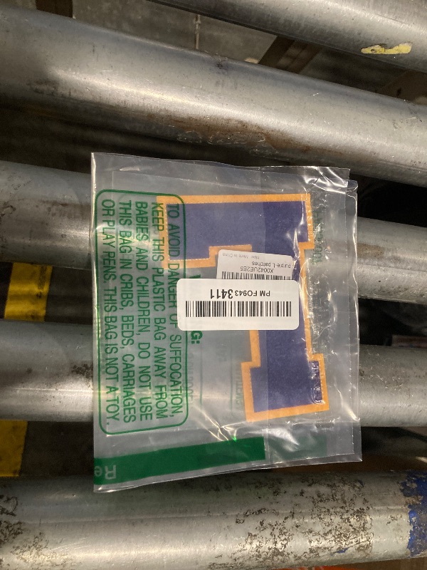 Photo 1 of 1 PC 4.5" Purple with Yellow Trim Chenille Varsity Letter Patch – Iron-On Applique for Letterman Jackets, Backpacks, Hoodies, Shirts, Team Uniforms – FlashMind