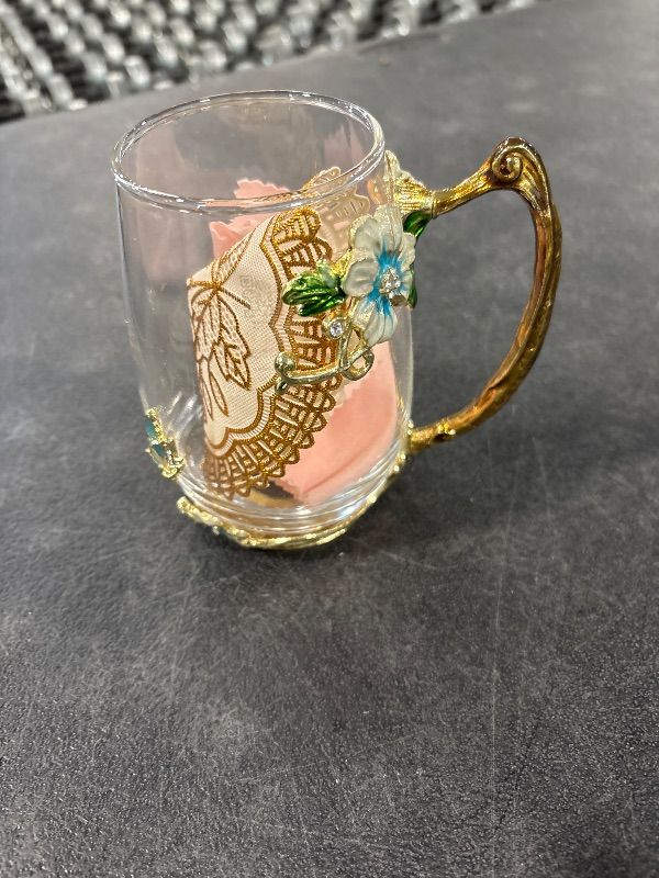 Photo 1 of **MISSING SPOON**
Luka Tech Enamel Butterfly flower Glass Mug with Spoon, Gifts For Women Wife Mom Friends Birthday Mothers Valentines Day Christmas (Blue-Tal)