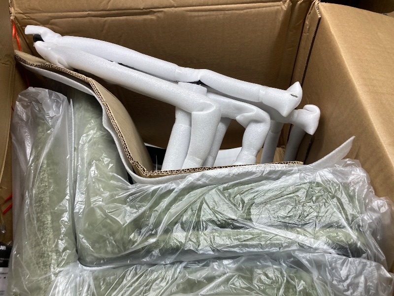 View 2 of **2**COLAMY Modern Dining Chairs Set of 2, Fabric Upholstered Dining Room Chairs Dinner Chair Stylish Kitchen Chairs with Curved Back and Metal Legs, Green