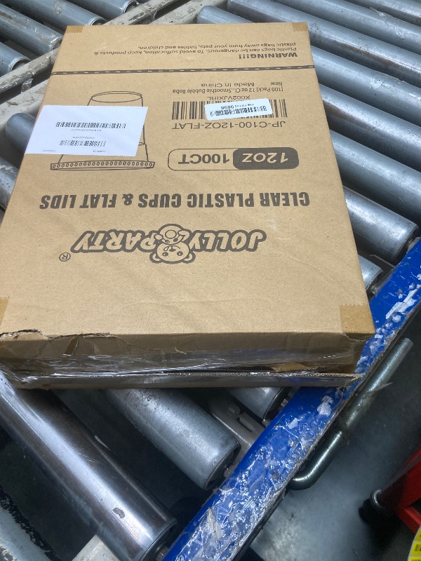 Photo 1 of [100 Pack] 12 oz Clear Plastic Cups with Flat Slotted Lids, Disposable Drinking Party Cups for Iced Cold Drinks Coffee Tea Smoothie Bubble Boba