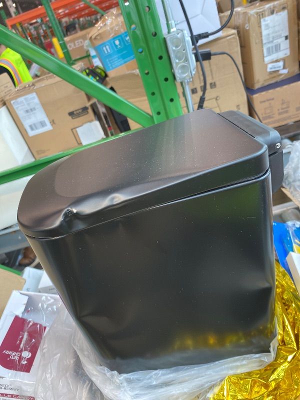 Photo 1 of **MINOR DAMAGE**
 Small Bathroom Trash Can with Lid Soft Close, Step Pedal, 6 Liter / 1.6 Gallon Stainless Steel Garbage Can with Removable Inner Bucket, Anti-Fingerprint Finish (Matt Black)