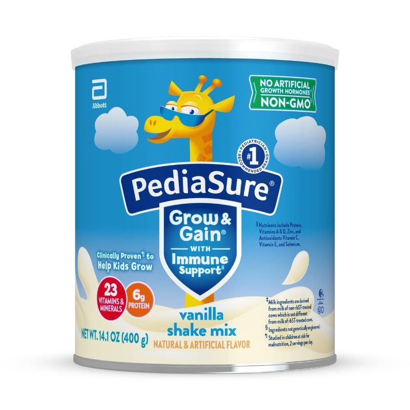 Photo 1 of ***BEST BY 3/27*** PediaSure Grow & Gain with Immune Support Shake Mix Powder, 23 Vitamins & Minerals, 6g Protein, Non-GMO, Gluten-Free, Vanilla, 14.1 oz Can, Pack of 1-8 servings