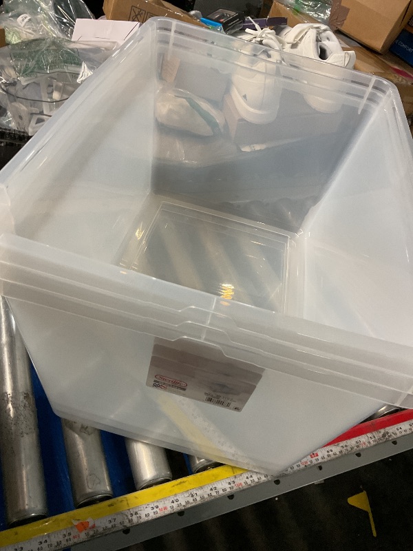 Photo 1 of (3 pack) Sterilite Large Storage Bin, 58 Quart Clear Plastic Storage Container with Snap-On Lid, White, Size: 58 qt
