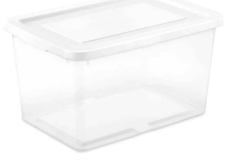 Photo 1 of (3 pack) Sterilite Large Storage Bin, 58 Quart Clear Plastic Storage Container with Snap-On Lid, White, Size: 58 qt