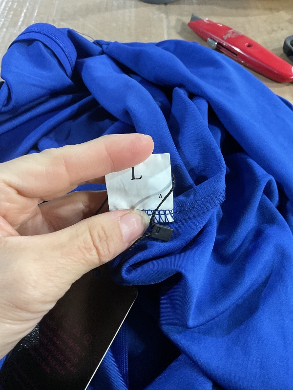 View 3 of (missing belt) shengfan Women's Casual Formal Jumpsuits Plus Size Dressy Wedding Guest Blue Deep V Neck Wide Leg Pants Rompers Clubwear