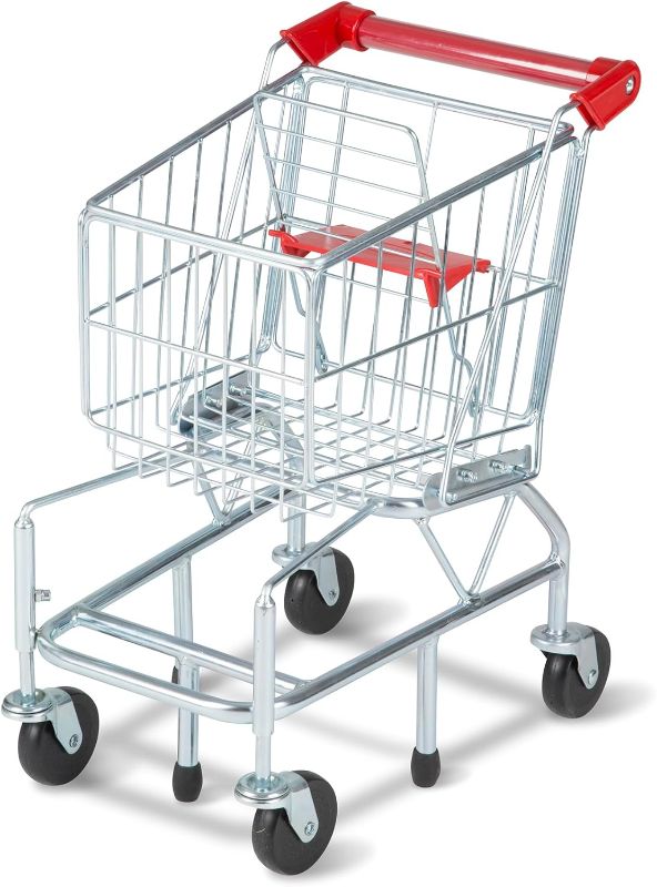 Photo 1 of ***DAMAGED - SEE NOTES/PICTURES*** Melissa & Doug Toy Shopping Cart, Grocery Store Pretend Play Toys with Sturdy Metal Frame & Working Wheels, Toddler Shopping Cart, Preschool Learning Toys for Girls & Boys 3+
