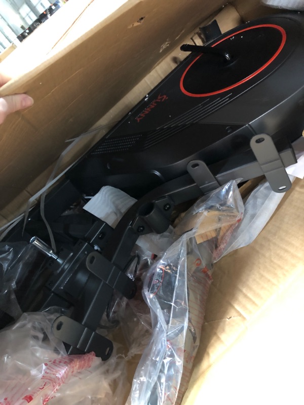 Photo 1 of **MISSING PIECES AND HARDWARE**Sunny Health & Fitness Smart Recumbent Bike w/Workout Bands, 300LB Capacity Compact Equipment for Indoor Full-Body Exercise, Adjustable Cushion Seat for Seniors Home Cardio Training, Free SunnyFit App