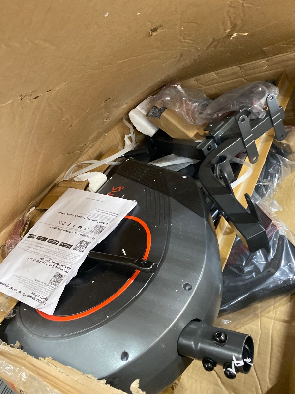 Photo 1 of **MISSING PIECES AND HARDWARE**Sunny Health & Fitness Smart Recumbent Bike w/Workout Bands, 300LB Capacity Compact Equipment for Indoor Full-Body Exercise, Adjustable Cushion Seat for Seniors Home Cardio Training, Free SunnyFit App