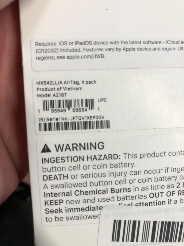 Photo 1 of ***PARTIAL SET ONLY 2 - PRICE ADJUSTED*** Apple AirTag (1st Generation) 4 Pack Keep Track of and find Your Keys, Wallet, Luggage, Backpack, and More. Simple one-tap Set up with iPhone or iPad, Bluetooth