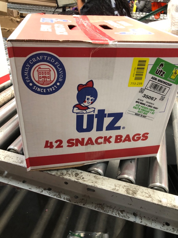 View 2 of ***EXP: 02/16/26***Utz Salt & Vinegar 1 oz. Bags, 42 Count Crispy Fresh Potato Chips, Crunchy Individual Snacks to Go, Cholesterol, Trans-Fat & Gluten Free