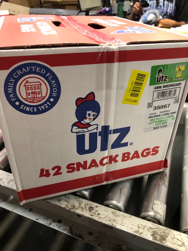 View 2 of ***EXP: 02/16/26***Utz Salt & Vinegar 1 oz. Bags, 42 Count Crispy Fresh Potato Chips, Crunchy Individual Snacks to Go, Cholesterol, Trans-Fat & Gluten Free