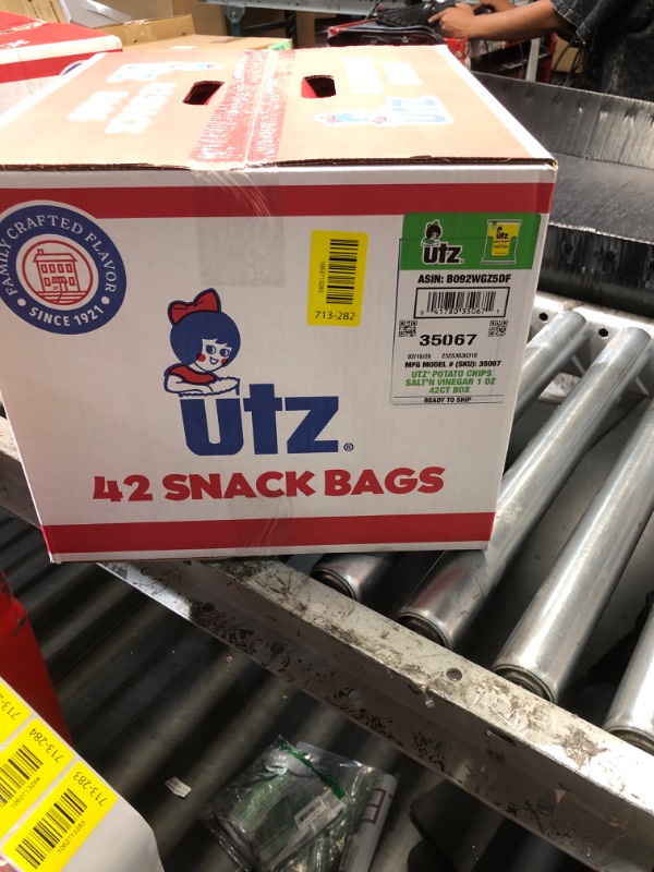 View 2 of ***EXP:02/16/2026***Utz Salt & Vinegar 1 oz. Bags, 42 Count Crispy Fresh Potato Chips, Crunchy Individual Snacks to Go, Cholesterol, Trans-Fat & Gluten Free
