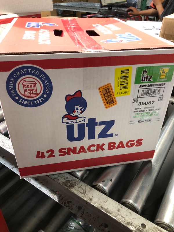 View 2 of ***EXP:02/16/2026***Utz Salt & Vinegar 1 oz. Bags, 42 Count Crispy Fresh Potato Chips, Crunchy Individual Snacks to Go, Cholesterol, Trans-Fat & Gluten Free