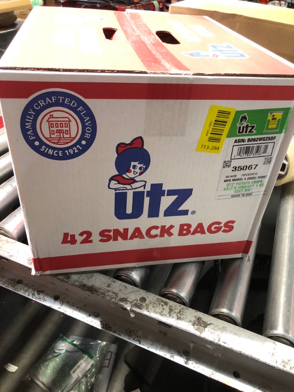 View 2 of ***EXP:02/16/2026***Utz Salt & Vinegar 1 oz. Bags, 42 Count Crispy Fresh Potato Chips, Crunchy Individual Snacks to Go, Cholesterol, Trans-Fat & Gluten Free
