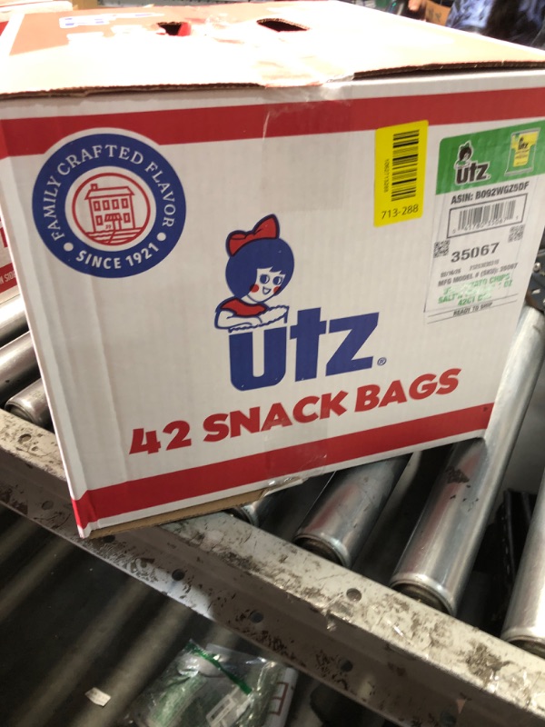 View 2 of ***EXP:02/16/2026***Utz Salt & Vinegar 1 oz. Bags, 42 Count Crispy Fresh Potato Chips, Crunchy Individual Snacks to Go, Cholesterol, Trans-Fat & Gluten Free