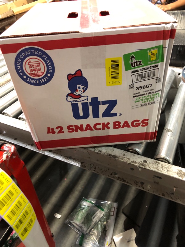 Photo 1 of ***EXP:02/16/2026***Utz Salt & Vinegar 1 oz. Bags, 42 Count Crispy Fresh Potato Chips, Crunchy Individual Snacks to Go, Cholesterol, Trans-Fat & Gluten Free
