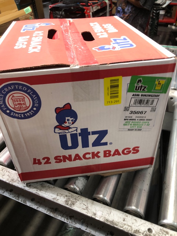 View 2 of ***EXP:02/16/2026***Utz Salt & Vinegar 1 oz. Bags, 42 Count Crispy Fresh Potato Chips, Crunchy Individual Snacks to Go, Cholesterol, Trans-Fat & Gluten Free