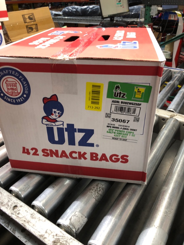 View 2 of ***EXP:02/16/2026***Utz Salt & Vinegar 1 oz. Bags, 42 Count Crispy Fresh Potato Chips, Crunchy Individual Snacks to Go, Cholesterol, Trans-Fat & Gluten Free