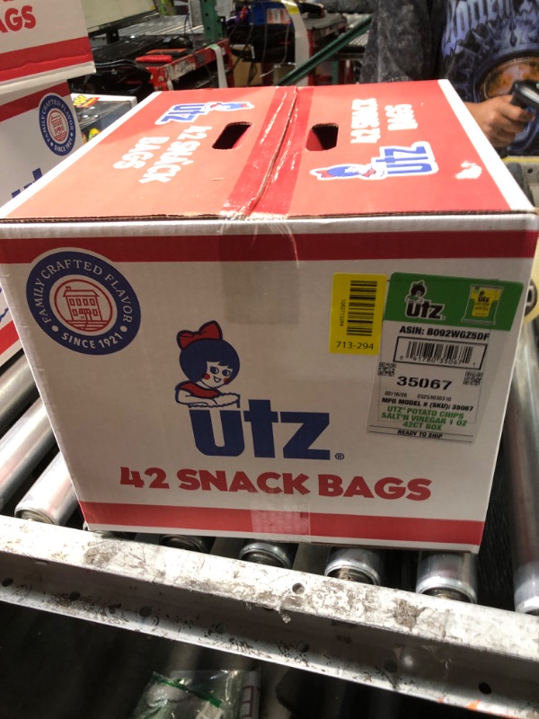 Photo 1 of ***EXP:02/16/2026***Utz Salt & Vinegar 1 oz. Bags, 42 Count Crispy Fresh Potato Chips, Crunchy Individual Snacks to Go, Cholesterol, Trans-Fat & Gluten Free