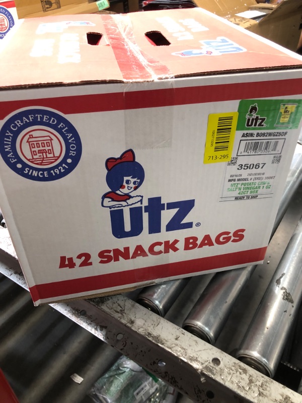 View 2 of ***EXP:02/16/2026***Utz Salt & Vinegar 1 oz. Bags, 42 Count Crispy Fresh Potato Chips, Crunchy Individual Snacks to Go, Cholesterol, Trans-Fat & Gluten Free