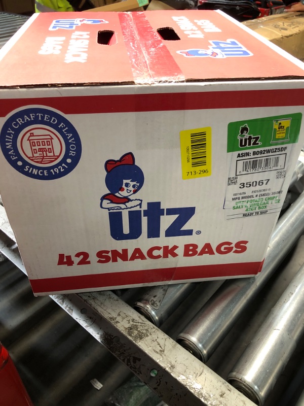 View 2 of ***EXP:02/16/2026***Utz Salt & Vinegar 1 oz. Bags, 42 Count Crispy Fresh Potato Chips, Crunchy Individual Snacks to Go, Cholesterol, Trans-Fat & Gluten Free