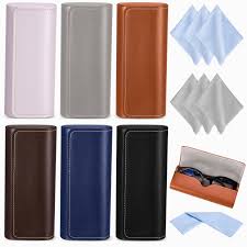 Photo 1 of ***PARTIAL SET- PRICE ADJUSTED*** ixwipe 6 Pcs Hard Shell Eyeglasses Case, Leather Portable Glasses Case for Women Men, Lightweight Sunglasses Eye Glasses Case with Cleaning Cloth for Reading Glasses Sunglasses