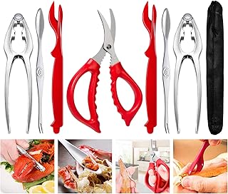 Photo 1 of ***PACK OF 8**** Crab Crackers and Tools, Crab Leg Crackers and Picks Set, Picks Knife for Crab, Shellfish Scissors Nut Cracker, Stainless Steel Seafood Utensils Crackers & Forks Cracker (Red)