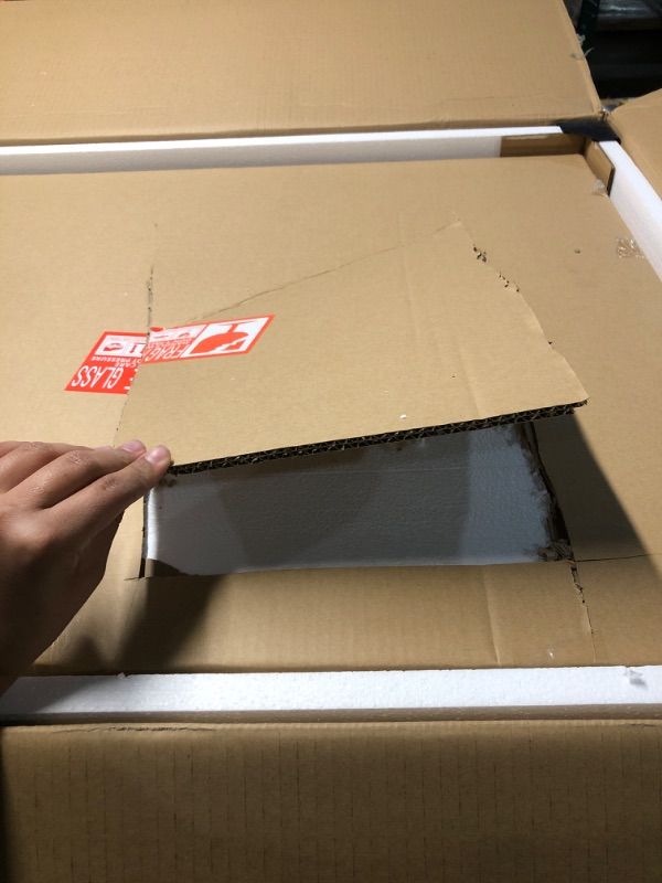 Photo 1 of ***No mirror ****
DWVO 56.3" Makeup Vanity with LED Lighted Mirror, Large Vanity Desk with RGB Glass Cabinets, Open Shelving, Built-in Power Strip & Cushioned Stool