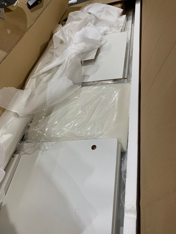 Photo 1 of ***No mirror ****
DWVO 56.3" Makeup Vanity with LED Lighted Mirror, Large Vanity Desk with RGB Glass Cabinets, Open Shelving, Built-in Power Strip & Cushioned Stool