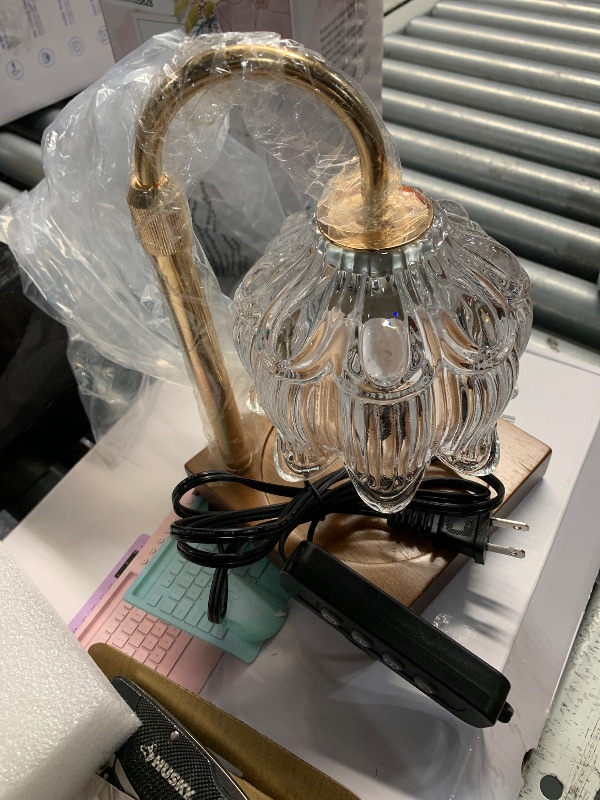 Photo 1 of ***9MINOR DAMAGE/ SEE NOTES FOR DETAILS)***White Clear Candle Warmer Lamp with Timer & Dimmer, Candle Warmer Adjustable Height, Birthday Valentines Day Gifts for Women Mom, House Warming New Home Bedroom Decor, Flower Wax Warmer for Jar Candle