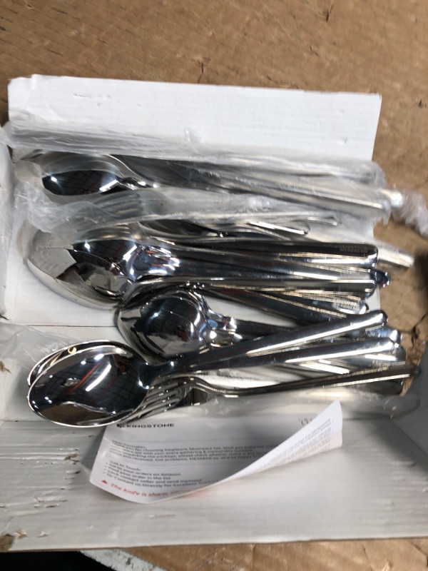 Photo 1 of ***Missing Silverware*** KINGSTONE 30 Pieces Silverware Set, Flatware Cutlery Set for 6, 18/10 Stainless Steel Silverware Utensils Minimalist Design Dishwasher Safe