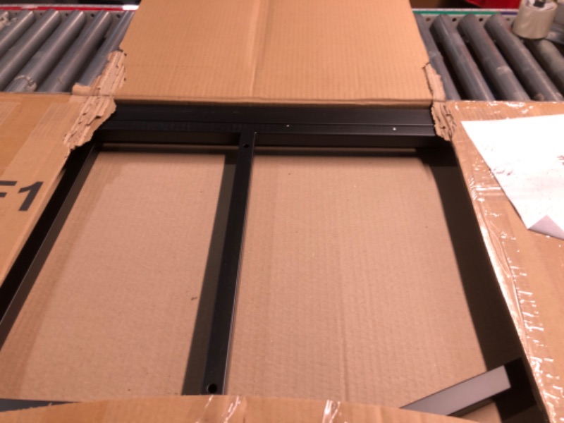 Photo 1 of ***PARTIAL SET (BOX #2 OF 2)*** 
P PURLOVE Twin Over Full L-Shaped Bunk Bed and Twin Size Loft Bed with Ladder and Safety Guardrail, Metal Bunk Bed Frame with Four Built-in Shelves, for 4, Bedroom, Home, No Box Spring Needed, Black