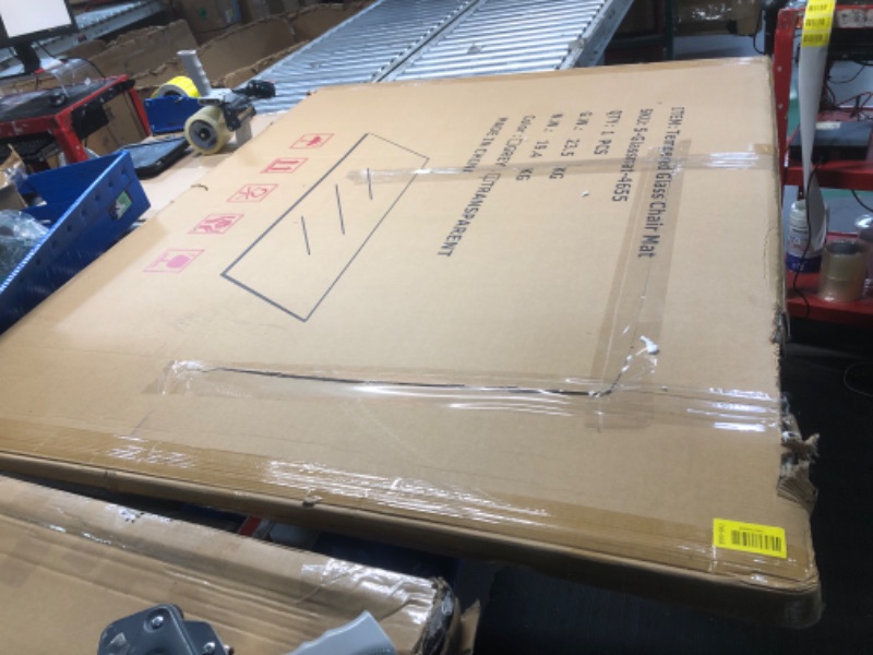 Photo 1 of [Tempered Glass] 46" x 55" Glass Chair Mat, Heavy Duty Hard Floor Mat with Round Corner and Polished Edge, Office Chair Mat for Carpet Office Home Hardwood Floor Desk