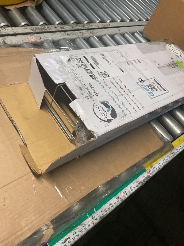 Photo 1 of ***MISSING PARTS***
Zenna Home Tension Pole Shower Caddy Corner Organizer, Adjustable Standing Shower Caddy with 4 L-shaped Baskets and Hooks, Rust Resistant Bathroom Tension Rod Organizer, 60 to 97 Inch, Satin Nickel